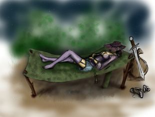 Краткий отдых. Вот так зачастую можно использовать подручные средства и снаряжение. А что? Герои - тоже люди. (by  Adam)