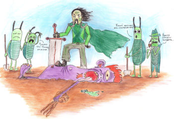 Герой в зелёнке мимикрирует под жука Турио (У•В•О)